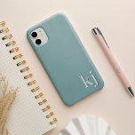 Modern Minimalist Tonal Monogram iPhone 13 Case<br><div class="desc">Modern minimalist design in chic tonal green colours features your initials or monogram in clean,  simple lettering along the bottom,  layered with a deeper colour for a 3D look.</div>