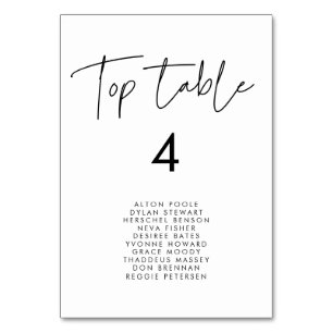 Modern minimalist Top table seating chart cards