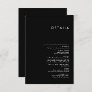Modern Minimalist Traditional  Black Wedding Enclosure Card