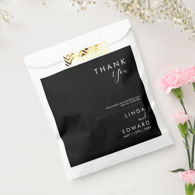 Modern Minimalist Traditional  Black Wedding Favour Bag (Sealed)