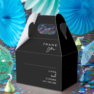Modern Minimalist Traditional  Black Wedding Favour Box