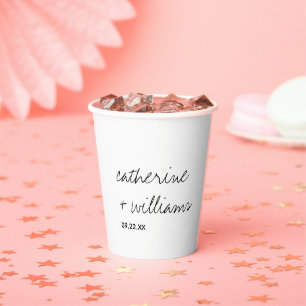 Modern Minimalist Traditional Black Wedding Paper Cups