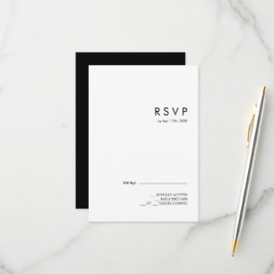 Modern Minimalist Traditional  Black Wedding RSVP Card