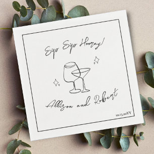 Modern Minimalist Trendy Cocktail Sip Sip Hooray Napkin