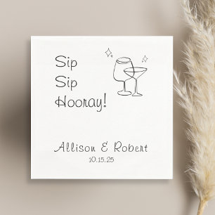 Modern Minimalist Trendy Cocktail Sip Sip Hooray Napkin