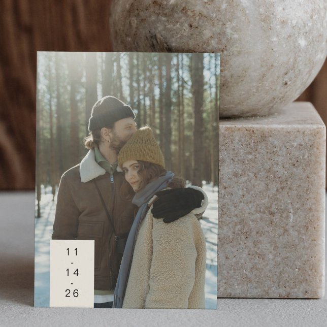 Modern Minimalist Trendy Couple Two Photo  Save The Date (Creator Uploaded)