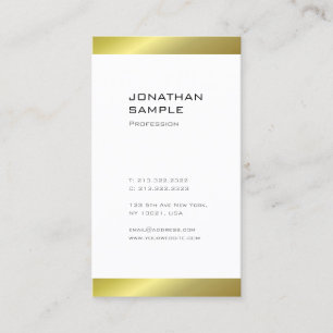 Modern Minimalist Trendy Elegant Gold White Plain Business Card