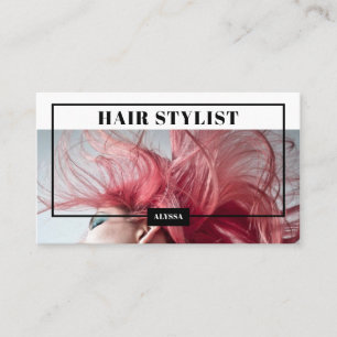 Modern minimalist trendy hair stylist photo logo business card
