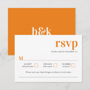 Modern Minimalist Trendy Orange Wedding RSVP Card