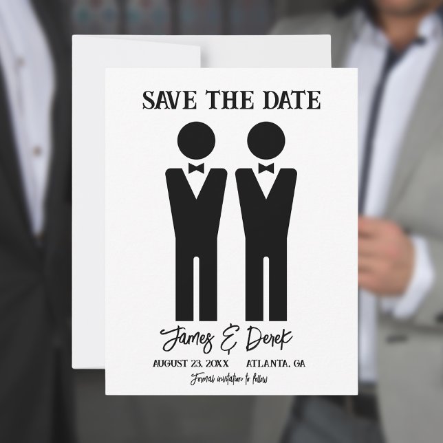 Modern Minimalist Two Grooms  Save The Date (Creator Uploaded)
