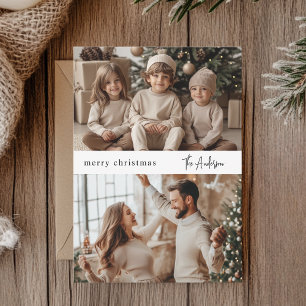 Modern Minimalist Two Photo Christmas Family Holiday Card