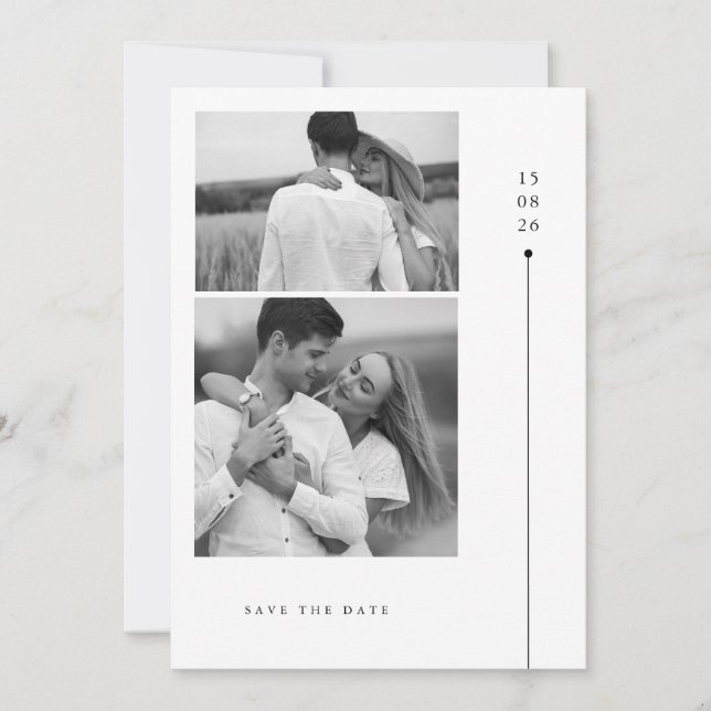 Modern Minimalist Two Photo Wedding Save The Date Invitation (Front)