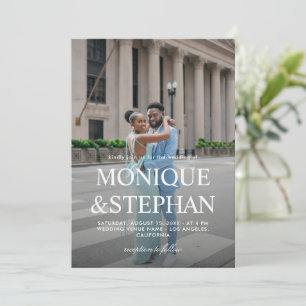 Modern Minimalist Two Photo Wedding with QR Code Invitation