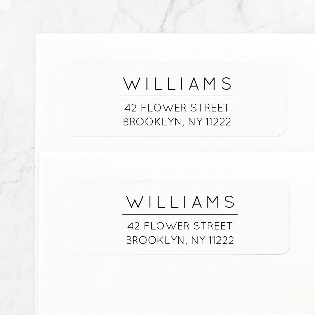 Modern Minimalist Typography 01 Return Address Return Address Label (Modern simple minimal typography black and white return address label with fine line.)