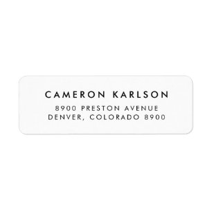 Modern Minimalist Typography Black Return Address Return Address Label