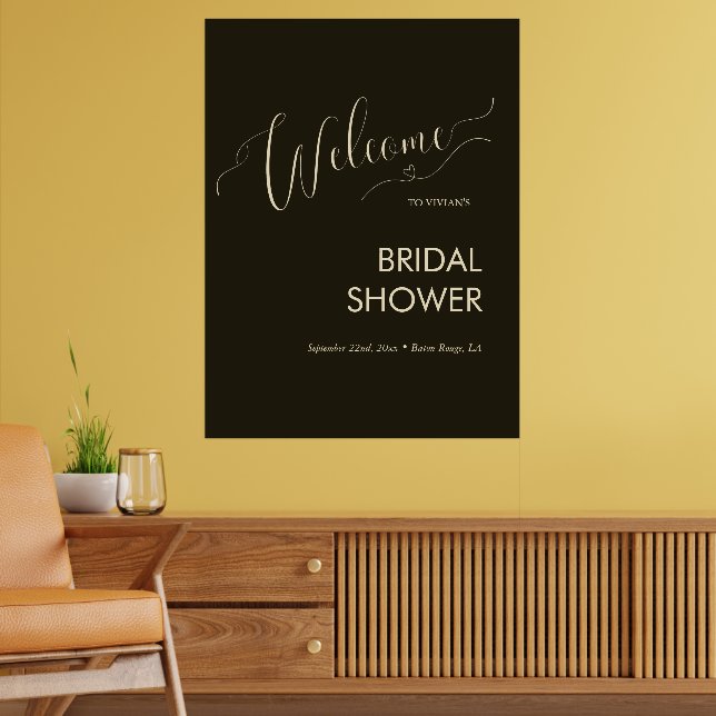 Modern Minimalist Typography Bridal Shower Welcome Poster (Living Room 2)