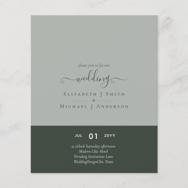 Modern Minimalist Typography Colour Wedding INVITE Flyer (Front)