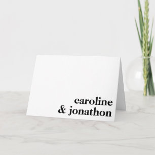 Modern Minimalist Typography Couple Names White Note Card