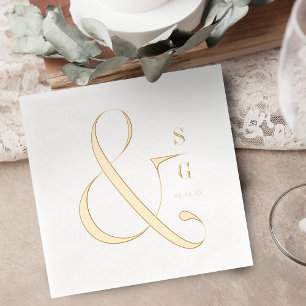 Modern minimalist typography couples monogram foil napkins