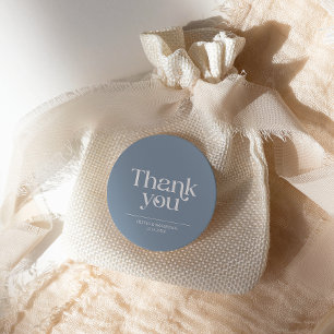 Modern Minimalist Typography Dusty Blue Wedding Classic Round Sticker