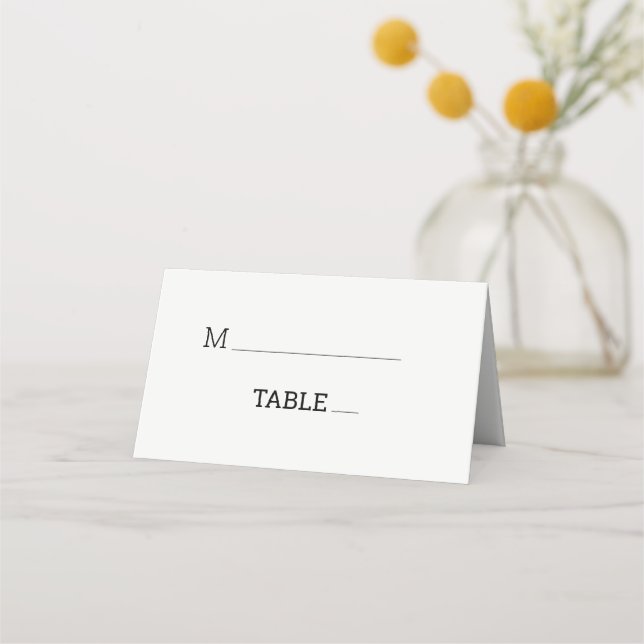 Modern Minimalist Typography Faded Photo Wedding Place Card (Front)