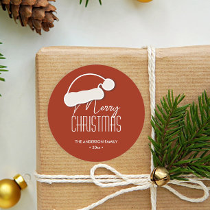 Modern Minimalist Typography Merry Christmas Classic Round Sticker