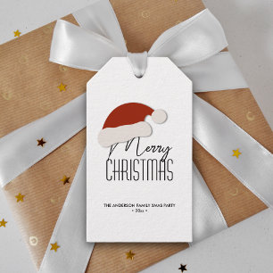 Modern Minimalist Typography Merry Christmas Party Gift Tags