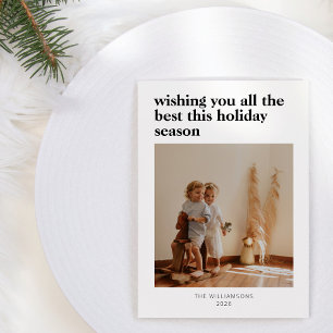 Modern Minimalist Typography Message Photo  Holiday Card