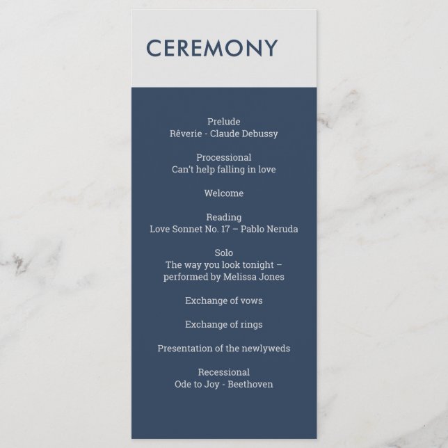 Modern Minimalist Typography Navy Blue Grey Program (Front)