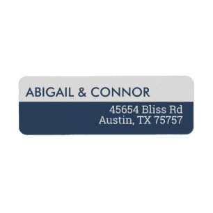 Modern Minimalist Typography Navy Blue Grey Return Address Label