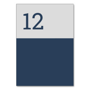 Modern Minimalist Typography Navy Blue Grey Table Number