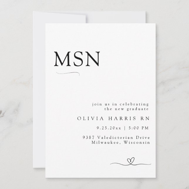 Modern Minimalist Typography Nursing Graduation Invitation (Front)