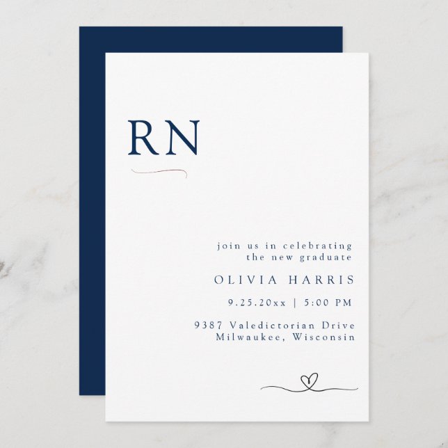 Modern Minimalist Typography Nursing Graduation Invitation (Front/Back)