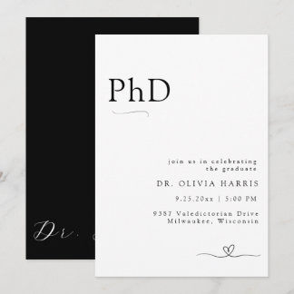 Modern Minimalist Typography PhD Graduation Invitation
