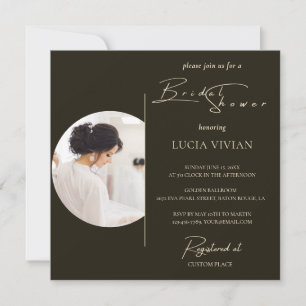 Modern Minimalist Typography Photo Bridal Shower Invitation