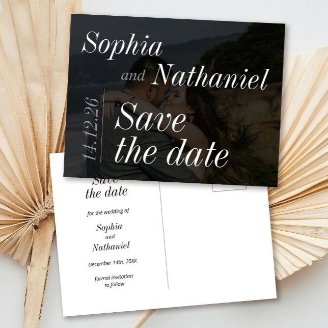 Modern Minimalist Typography Photo Save the Date Postcard (Creator Uploaded)