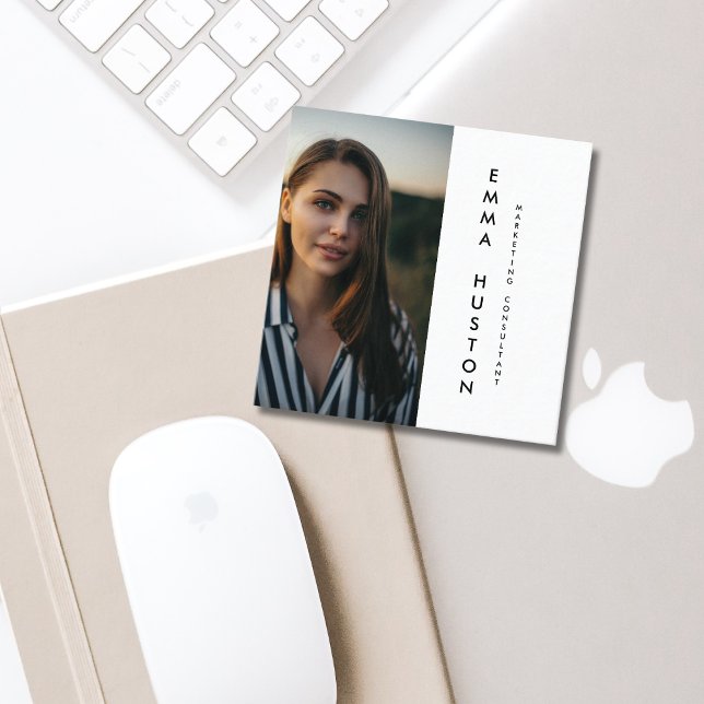 Modern Minimalist Typography Photo Square Business Card (Modern Minimalist Typography Photo Square Business Card)