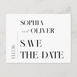 Modern minimalist typography save the date postcard