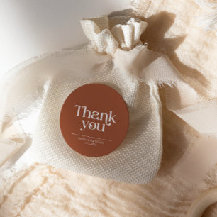 Modern Minimalist Typography Terracotta Wedding Classic Round Sticker