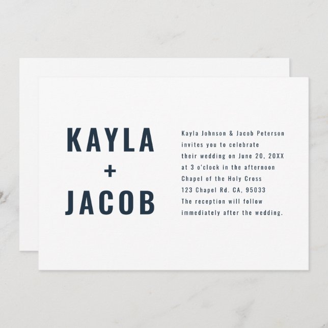 Modern + Minimalist Typography Wedding Invitation (Front/Back)