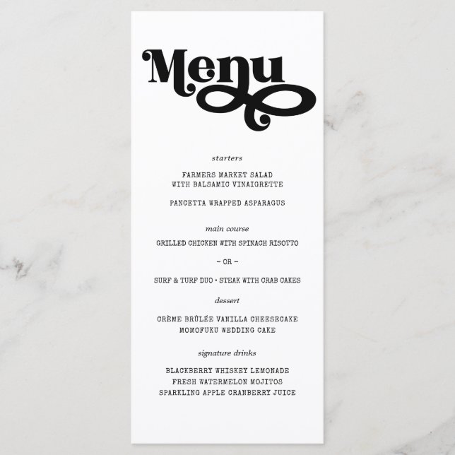 Modern Minimalist Typography Wedding Menu (Front)