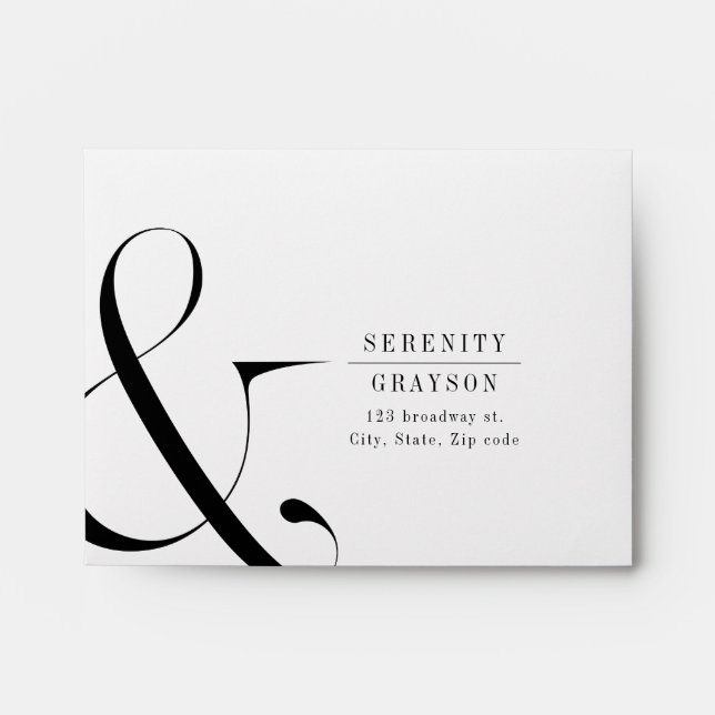 Modern minimalist typography & wedding RSVP Envelope (Front)
