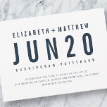 Modern   Minimalist Typography Wedding Save The Date<br><div class="desc">Composed of simple and contrasting sized sans serif typography. All against a backdrop of pure blue. These elements are simple,  no-nonsense,  and modern.

This is designed by White Paper Birch Co. exclusive for Zazzle.

Available here:
http://www.zazzle.com/whitepaperbirch</div>