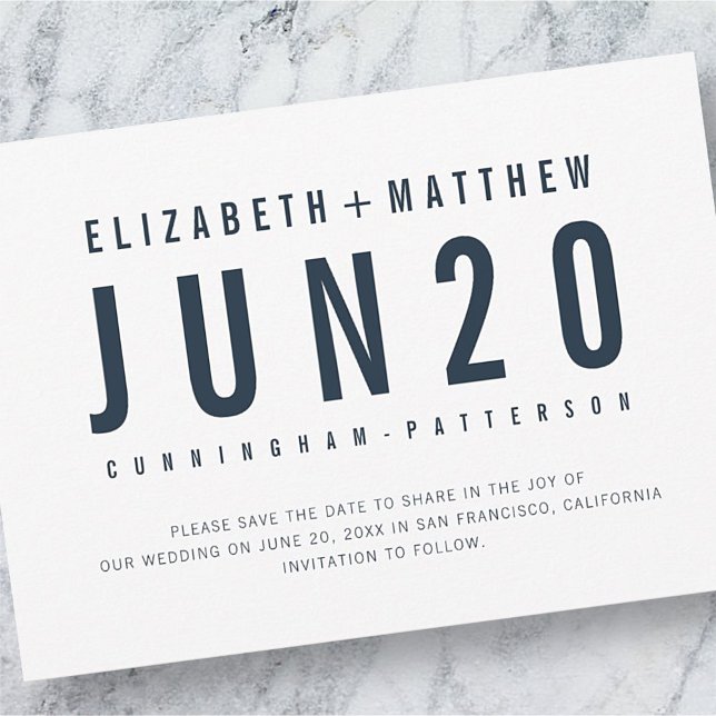 Modern + Minimalist Typography Wedding Save The Date (Creator Uploaded)