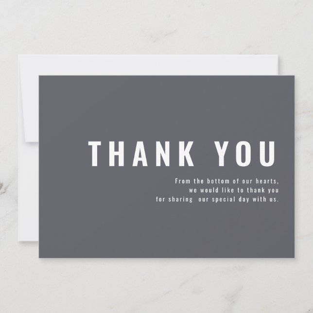 Modern + Minimalist Typography Wedding Thank You (Front)