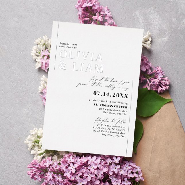 Modern Minimalist Typography Wedding White Silver (Creator Uploaded)