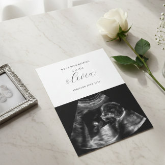 Modern Minimalist Ultrasound Baby Announcement
