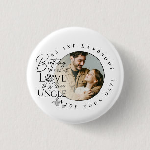 Modern Minimalist Uncle Typography Photo 3 Cm Round Badge