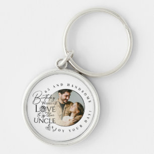 Modern Minimalist Uncle Typography Photo Key Ring