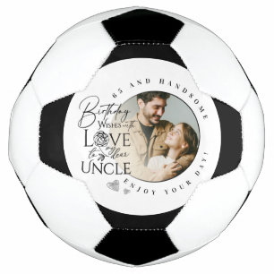 Modern Minimalist Uncle Typography Photo Soccer Ball